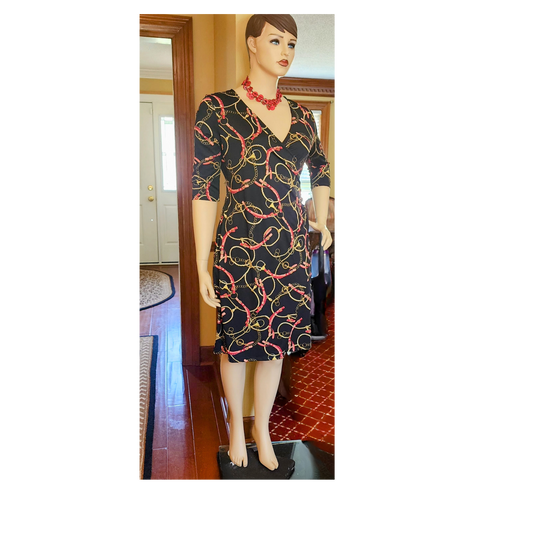 Chic Chain Print Midi Dress - Size 2X Fashioned For U