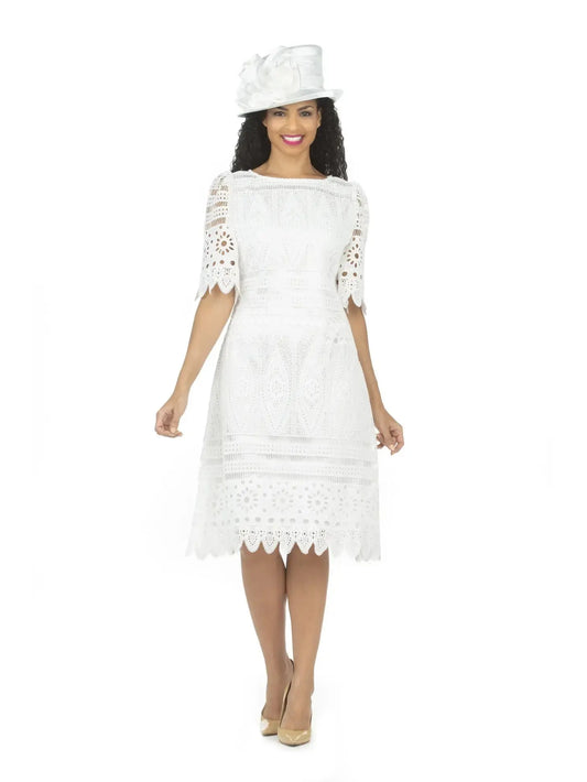 Luxurious Lace , Off-White ,Elbow Sleeve Shift Dress My Store