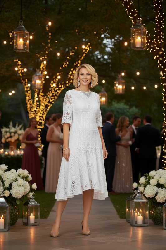 Special Event Lifestyle - White Lace Dress No Hat