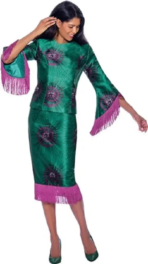 Size 16, 2 pc skirt set, Teal and Magenta ,Special Event or Church Apparel Fashioned For U