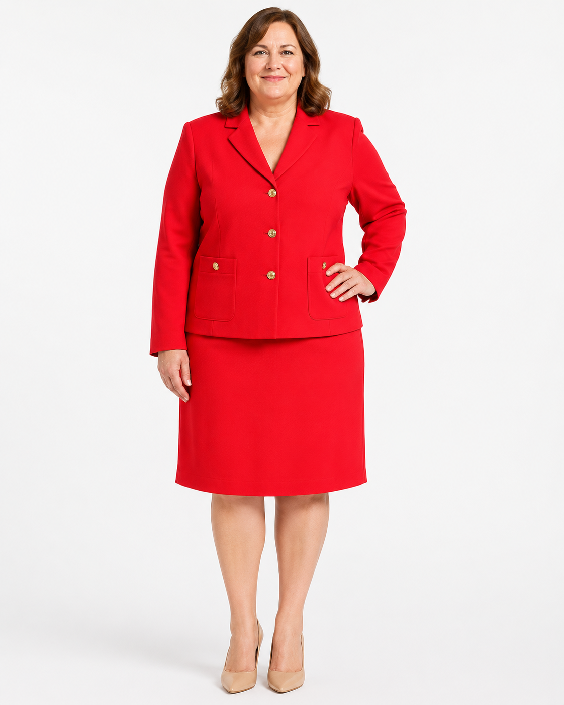 Red 2pc Plus Size Executive Suit