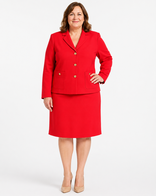 Red 2pc Plus Size Executive Suit