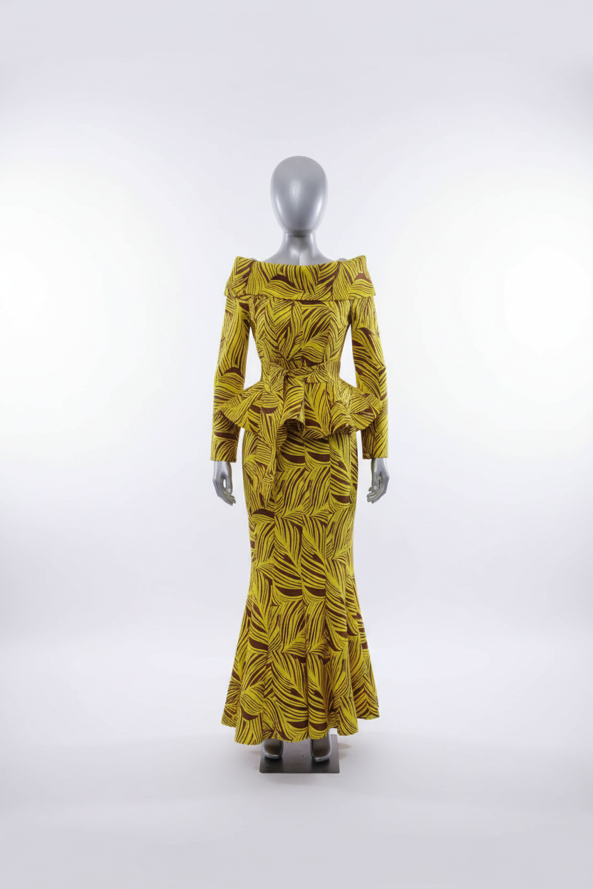 African Print Skirt Set - White Background