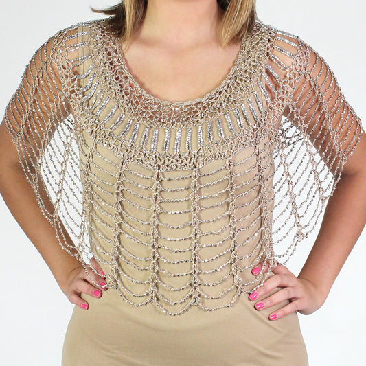 Over the Shoulder  Blinged and Jeweled Poncho/Shawl Fashioned For U