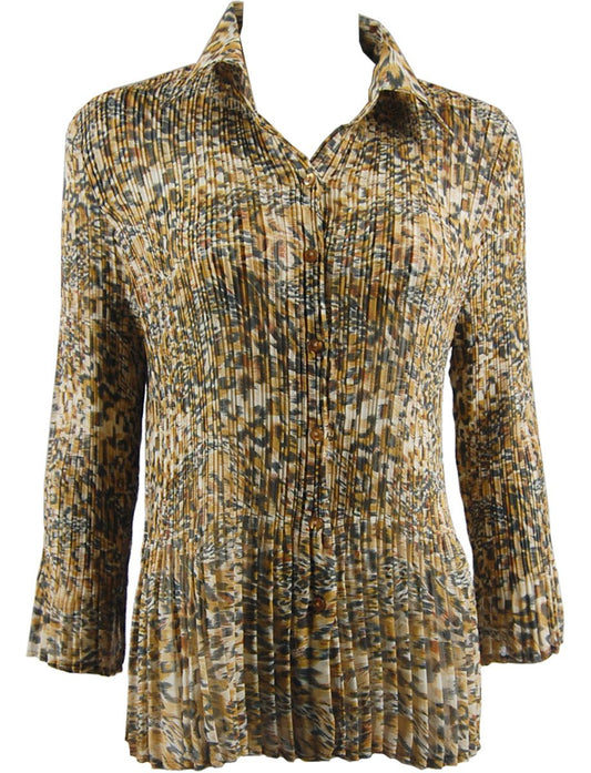 Pleated button-down blouse, one size fits most