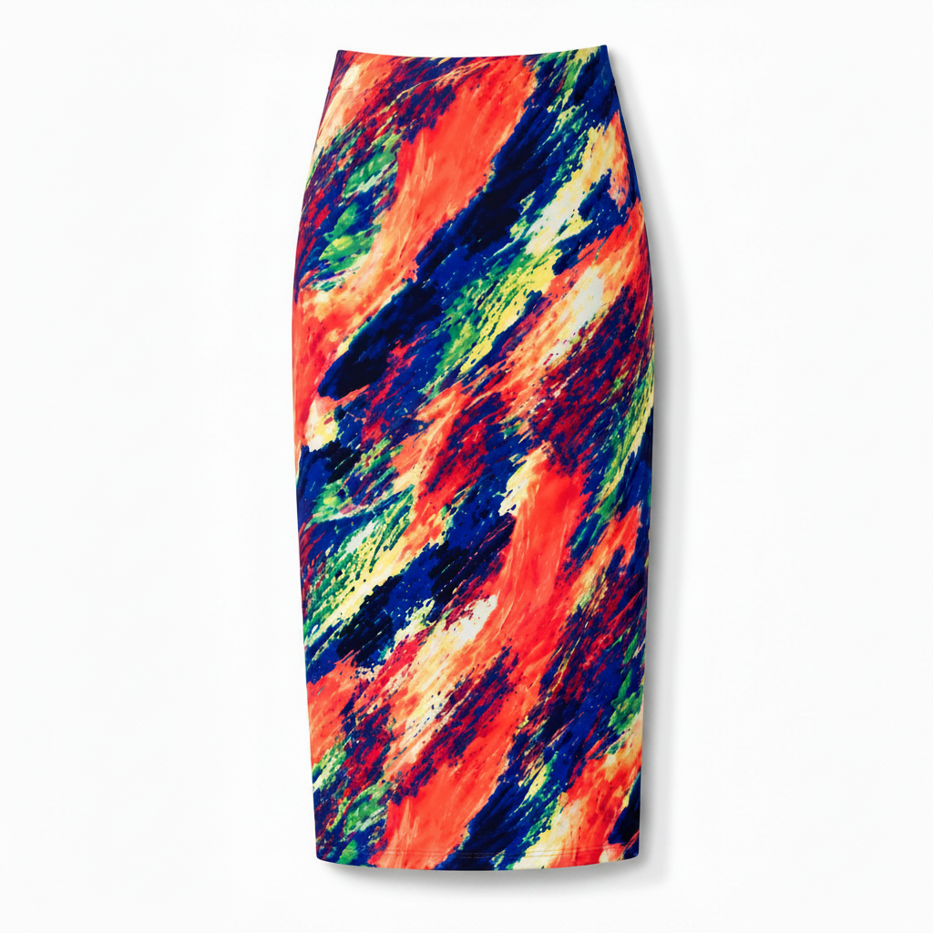 Plus Size Multicolor Column Skirt - Clean Product Photo