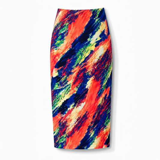 Plus Size Multicolor Column Skirt - Clean Product Photo