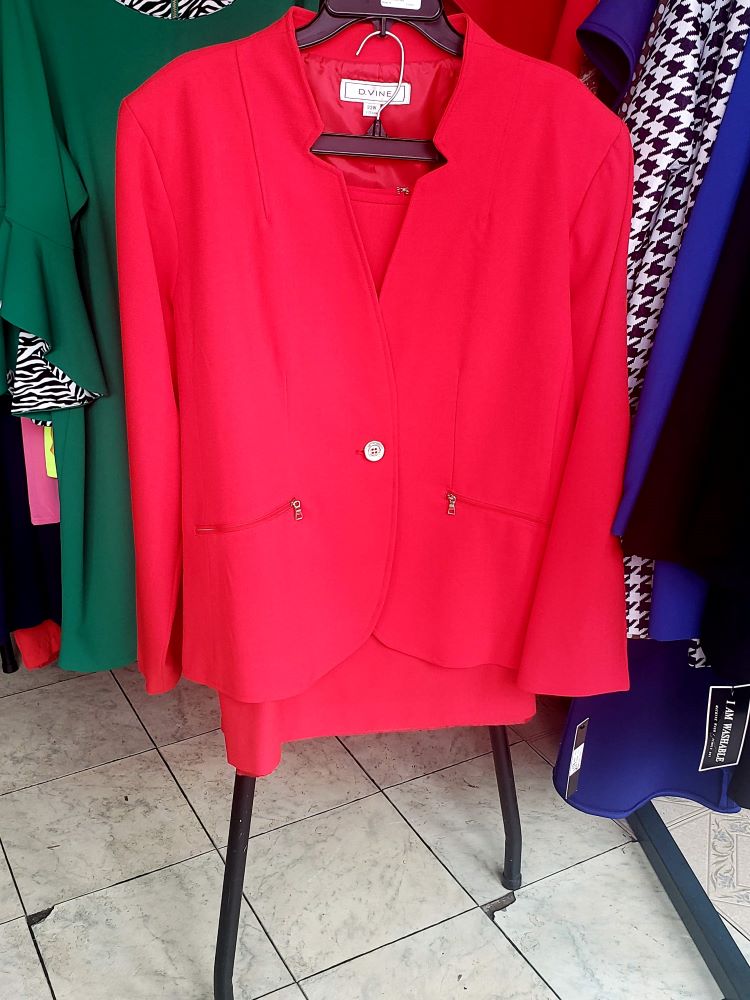 Red 2pc Plus Size Executive Suit Fashioned For U
