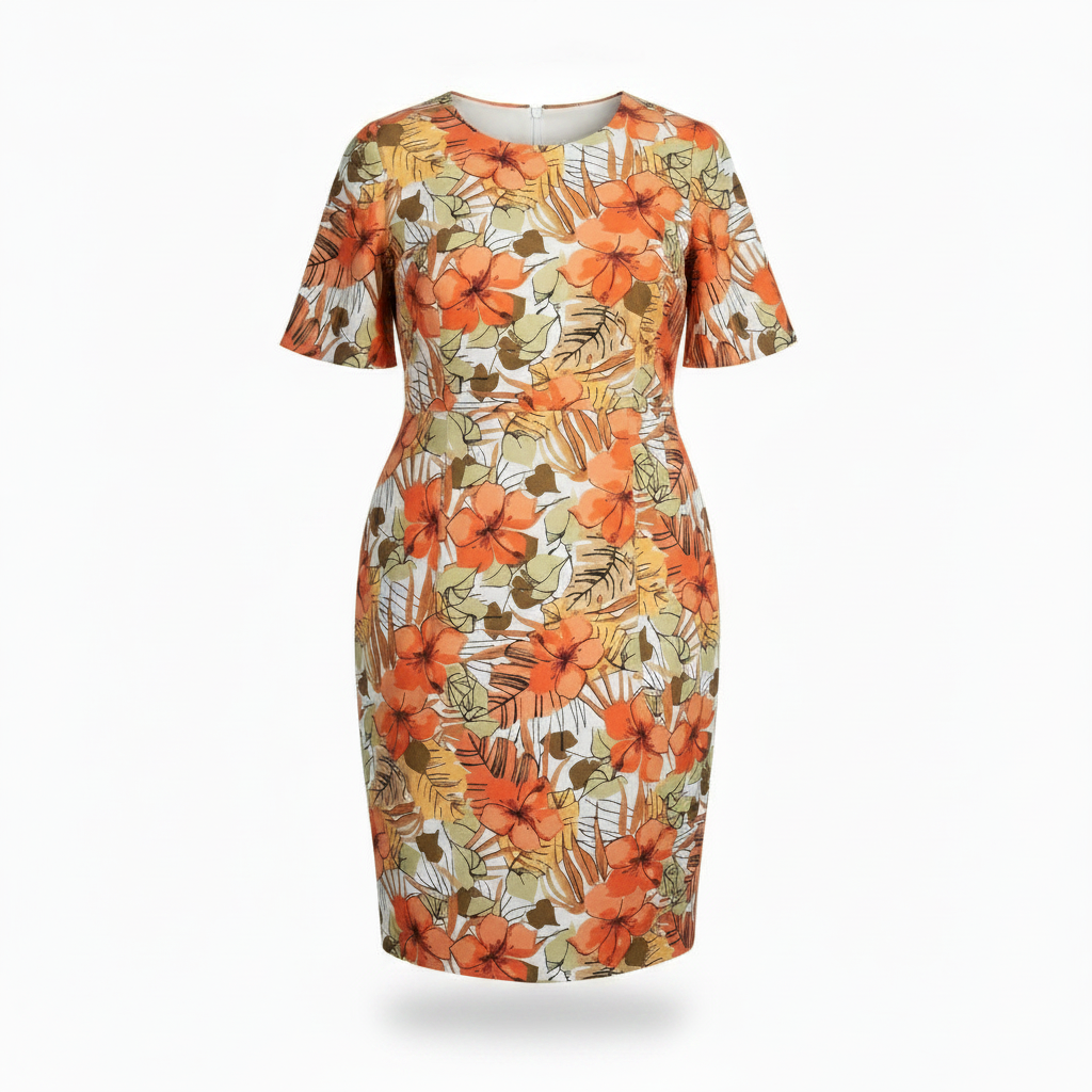 Tropical Floral Dress - 18W Plus Size Silhouette