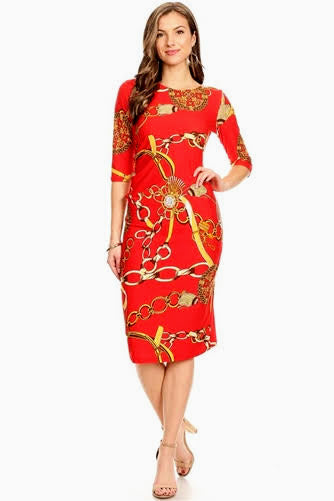 The Perfect Red Sheath,  Fashionable, Knee-Length , Elbow Length Sleeves Fashioned For U